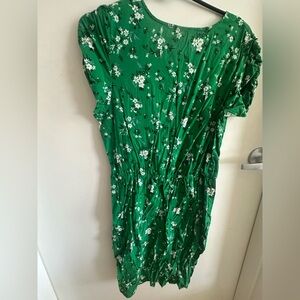 Banana republic Green Floral Short Sleeve Dress